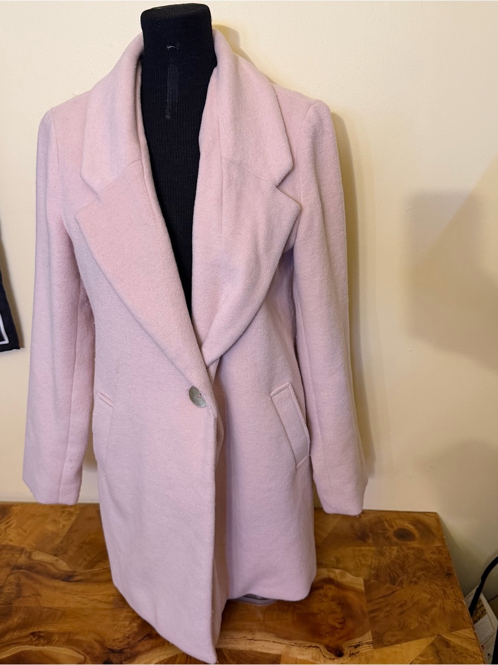 Pink Coat Button Front Professional Workwear Wool Blend Small